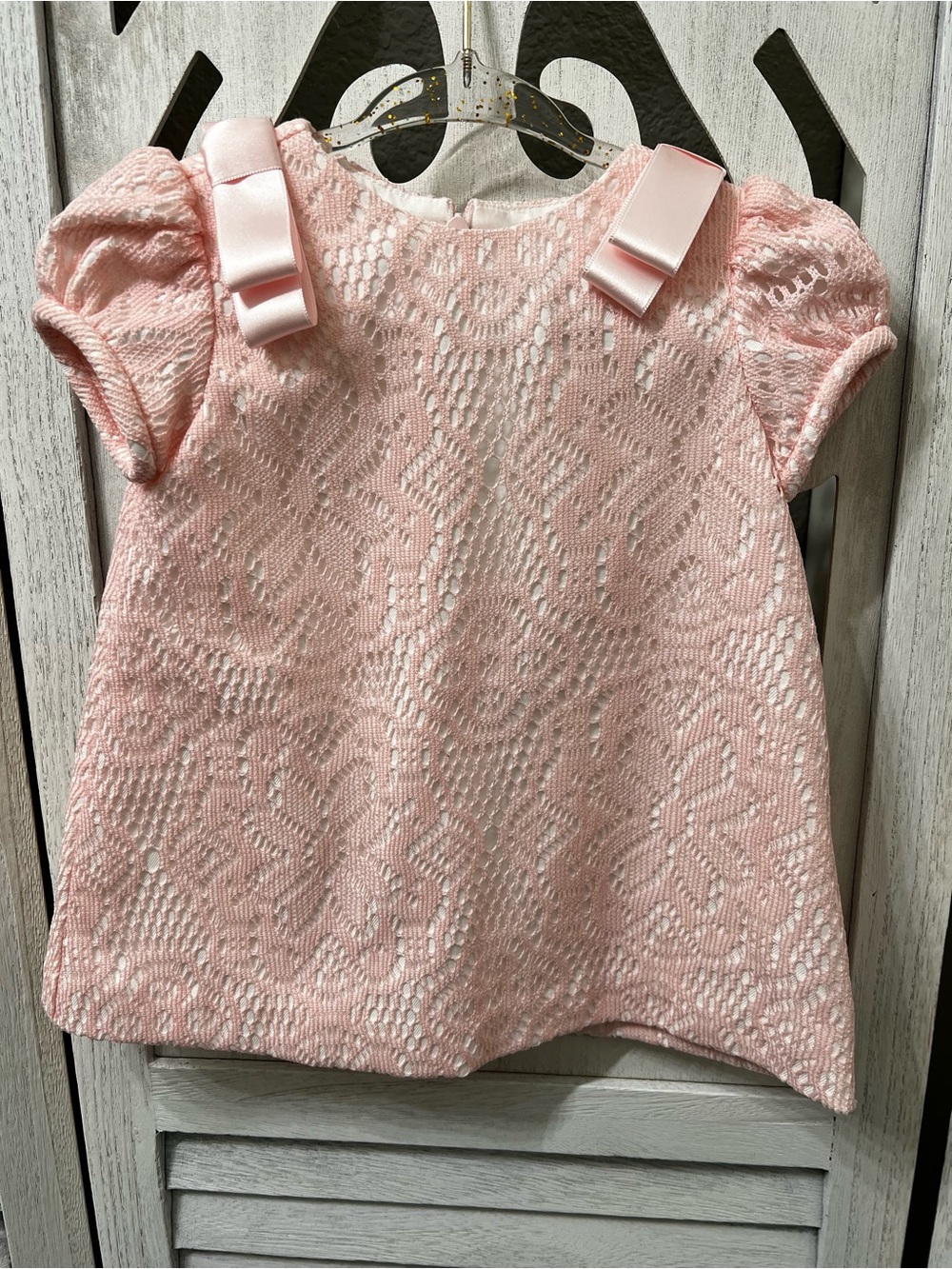 Luli and Me Pink White DAINTY LACE DRESS - Satin Ribbons